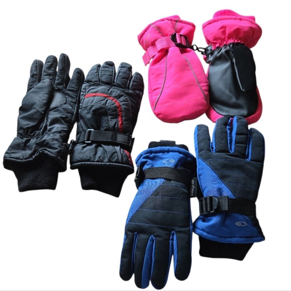 Lot of 3 Pair Insulated Winter Gloves Youth Sizes Small Large